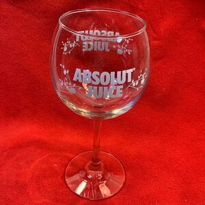 Absolut  Juice Vodka Goblet Clear Glass White Etching 16 Oz Each Single Stem Bar